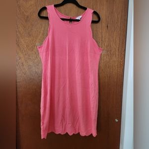 New Large Crown & Ivy Pink Scalloped Sleeveless Dress